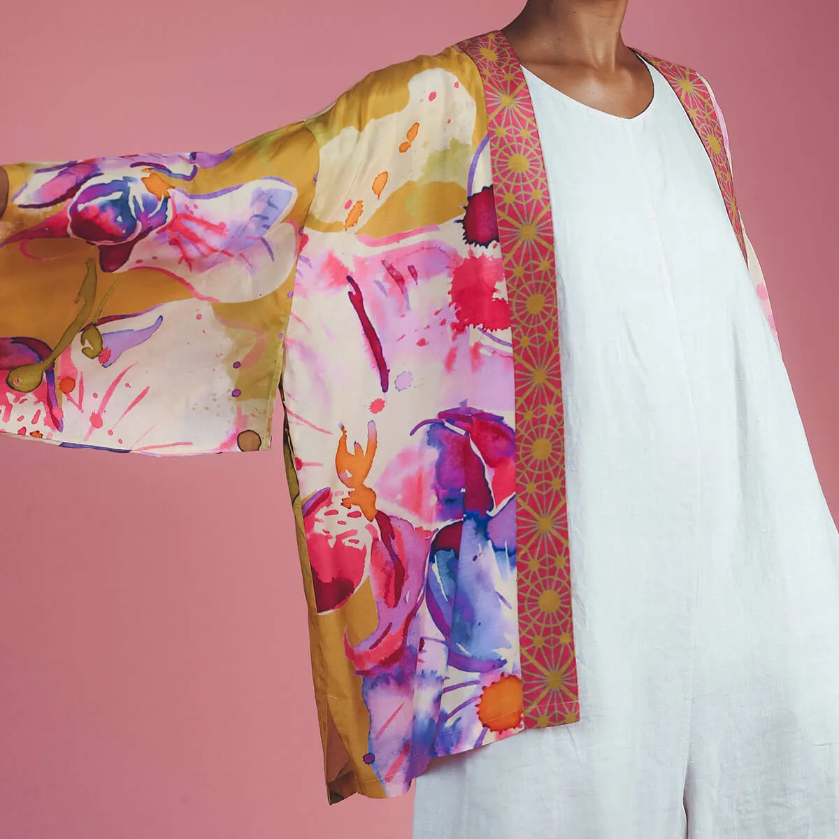 Powder Orchid Kimono - Mustard