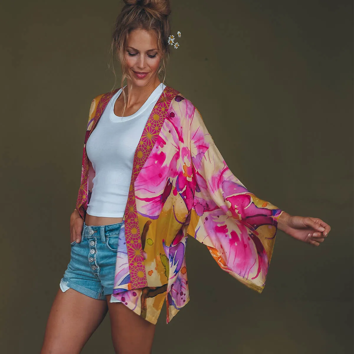 Powder Orchid Kimono - Mustard
