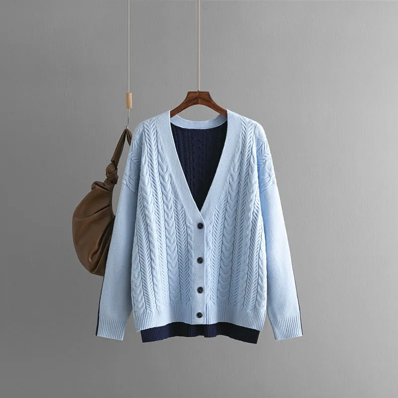 Pre Order:  Fried Dough Twists V-Neck Knitted Cardigan
