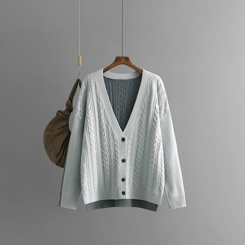 Pre Order:  Fried Dough Twists V-Neck Knitted Cardigan