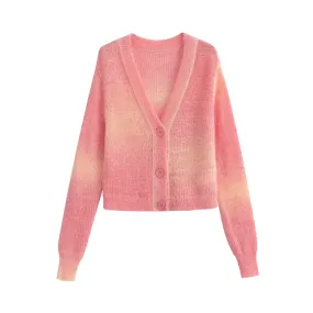 Pre Order:  Gradient Pink Knit Cardigan