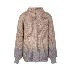 Pre Order:  Gradient Sparkling Zip-Up Knit Cardigan