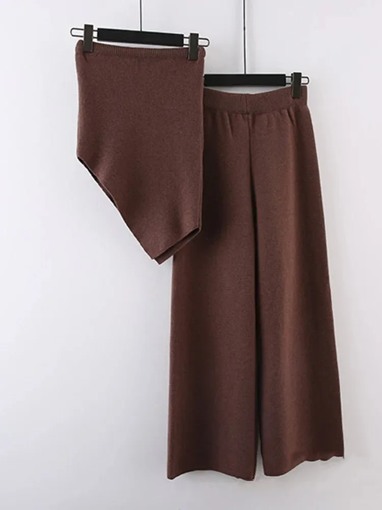 Pre Order:  Knitted Tube Cardigan Pants Set