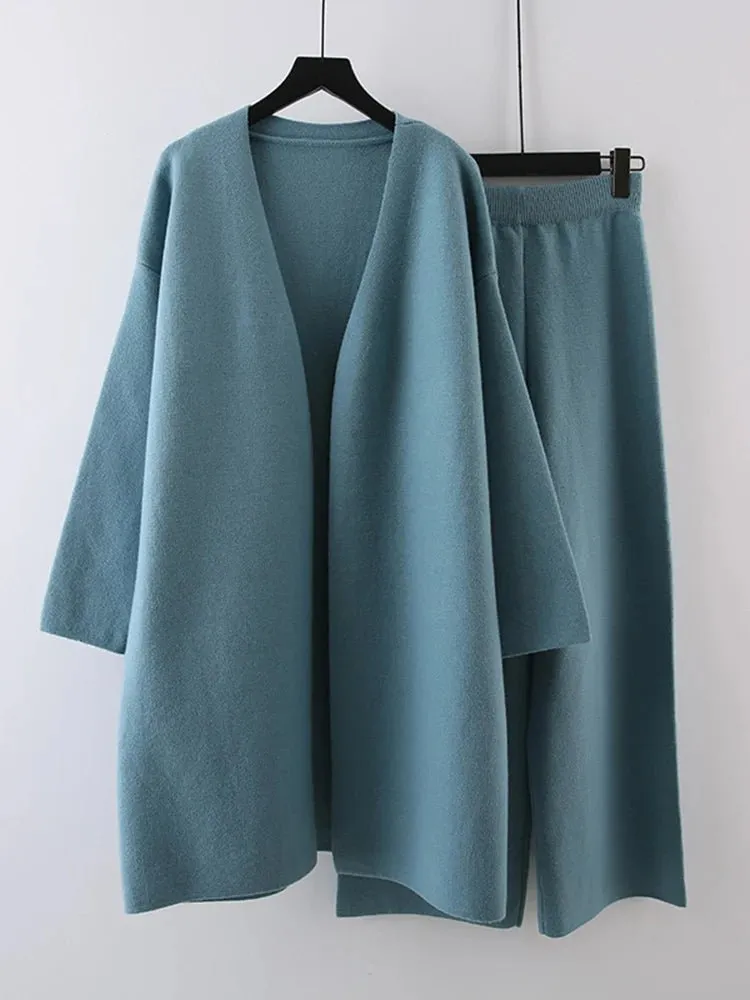 Pre Order:  Knitted Tube Cardigan Pants Set
