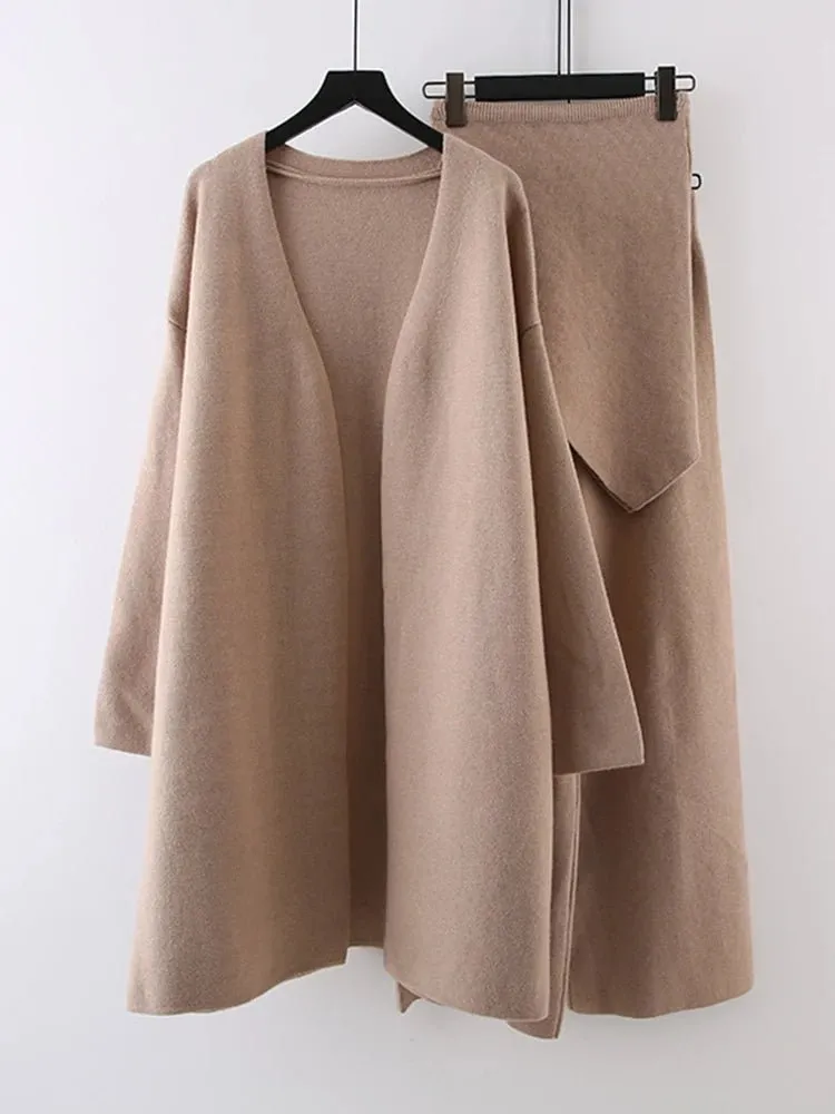Pre Order:  Knitted Tube Cardigan Pants Set