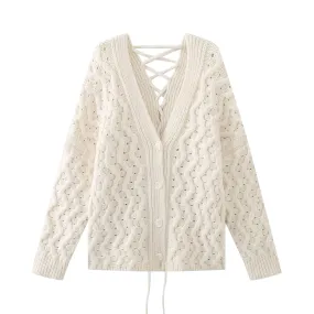 Pre Order:  Textured Knit Drawstring Cardigan