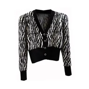 Pre Order:  Zebra Cropped Knitted Cardigan