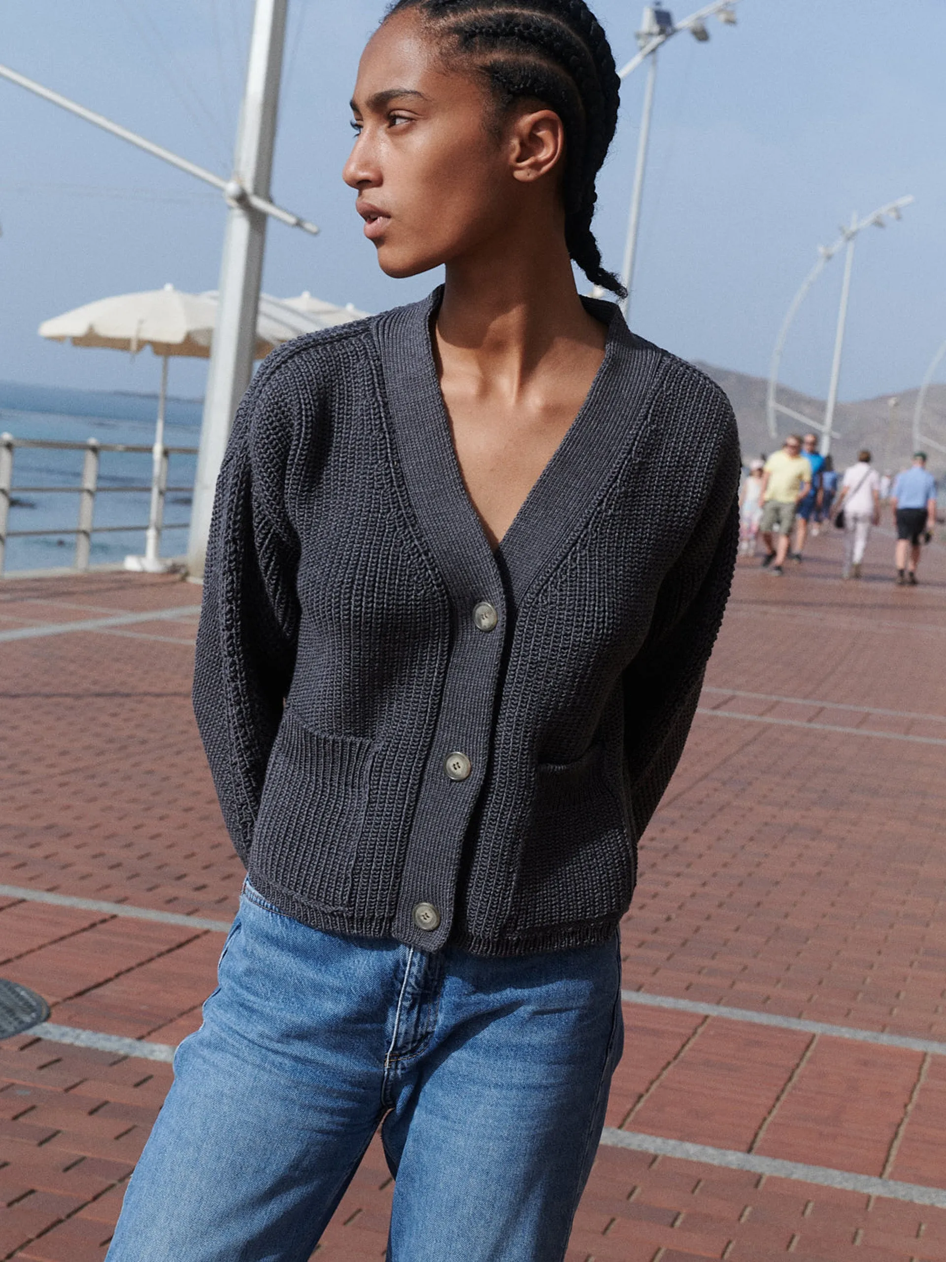 Preila charcoal merino wool cardigan
