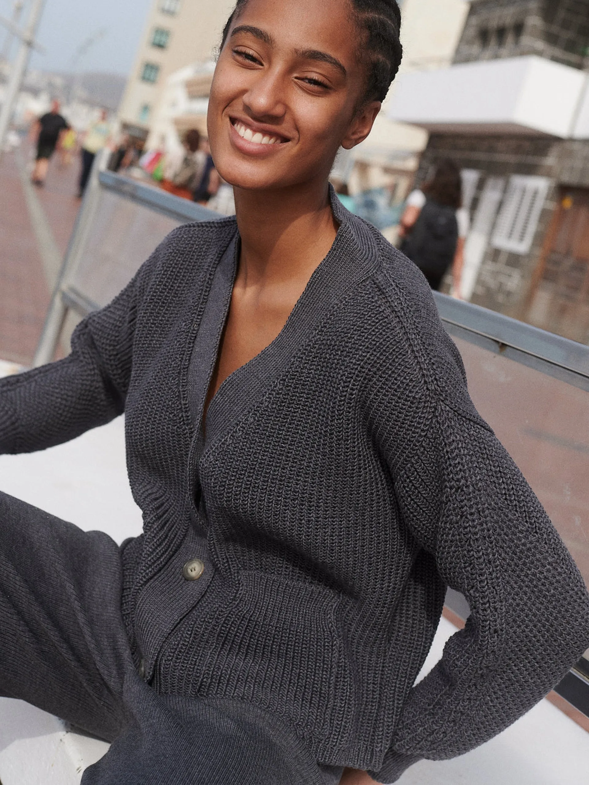 Preila charcoal merino wool cardigan