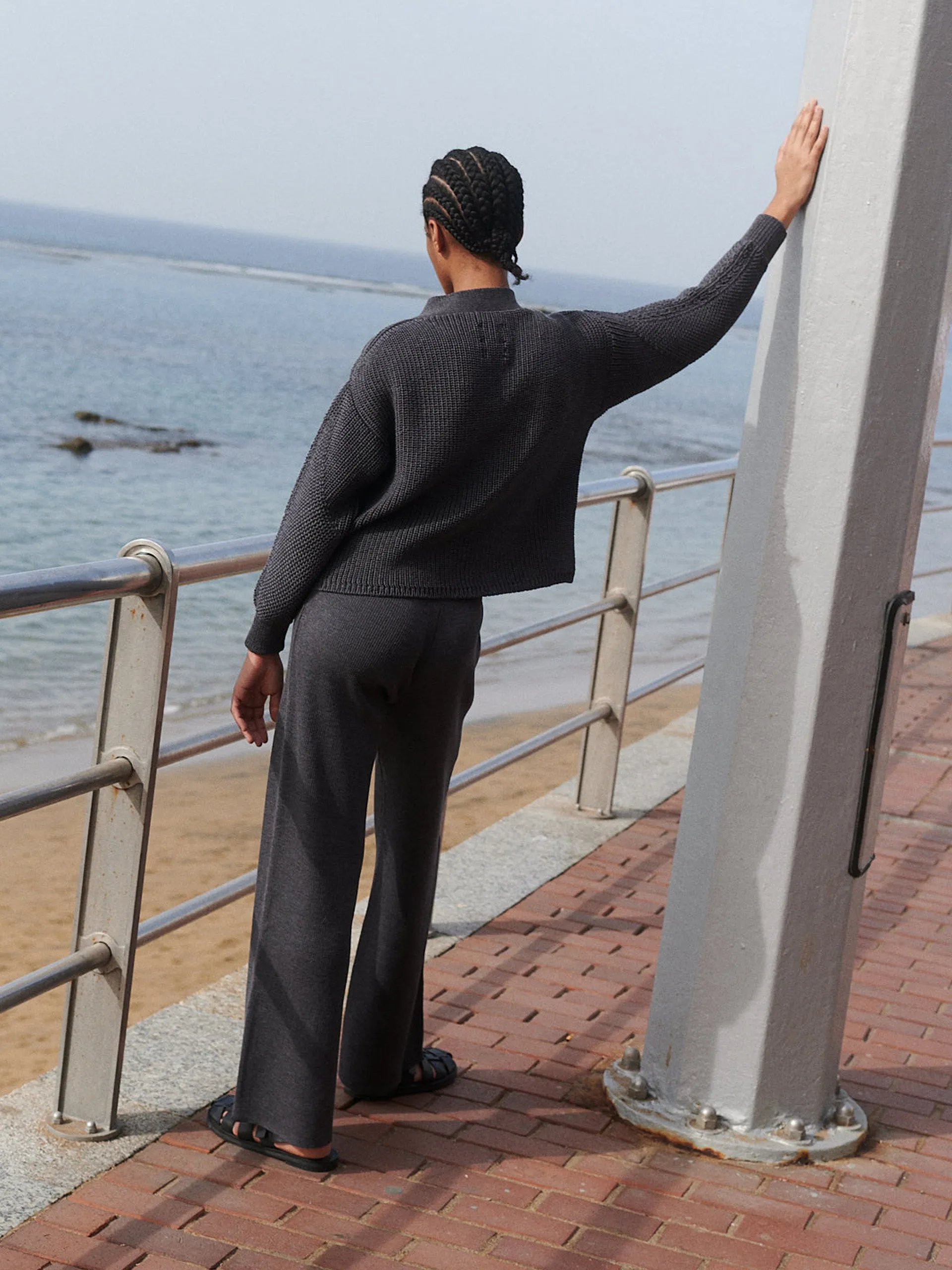 Preila charcoal merino wool cardigan