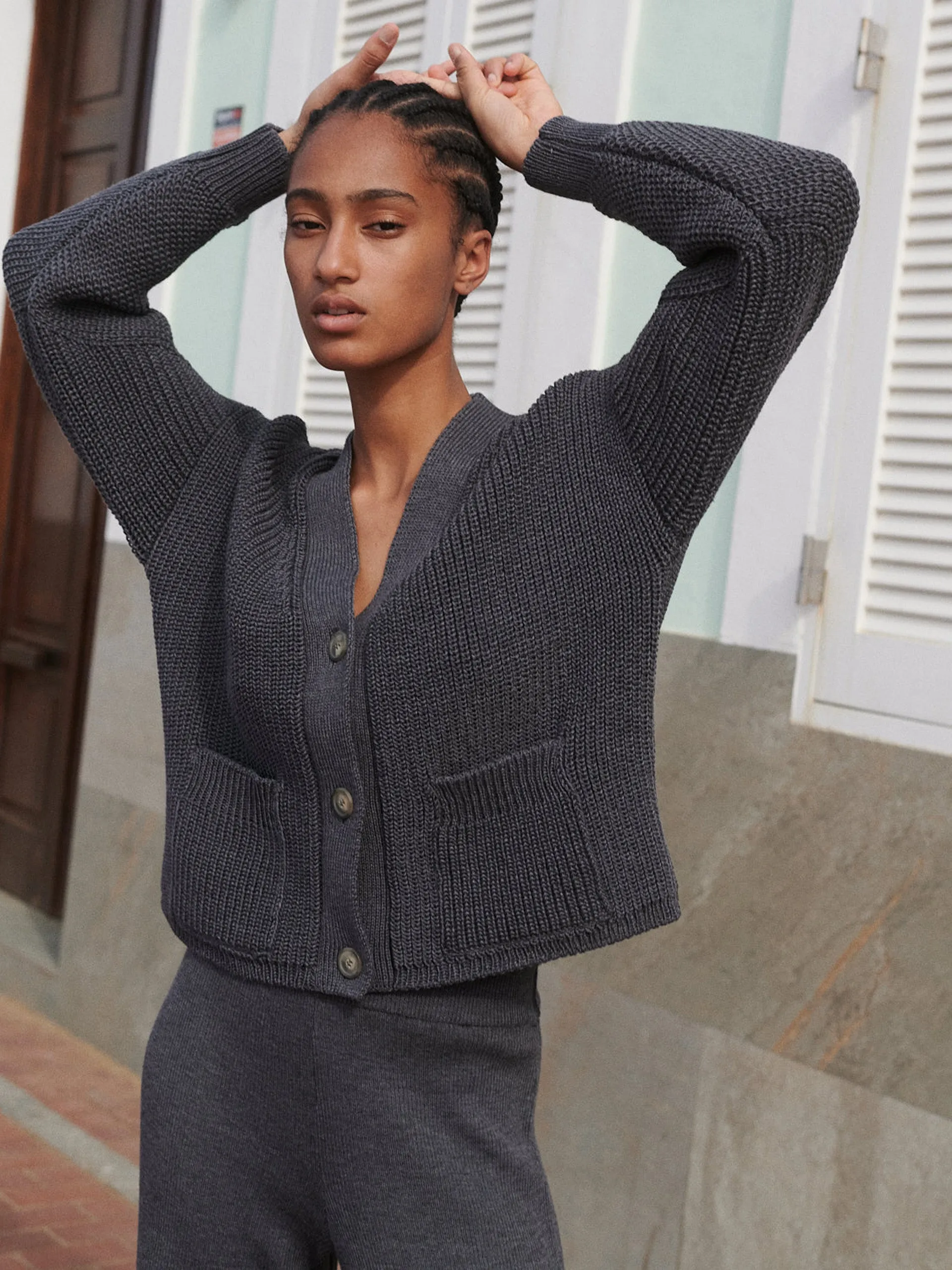 Preila charcoal merino wool cardigan