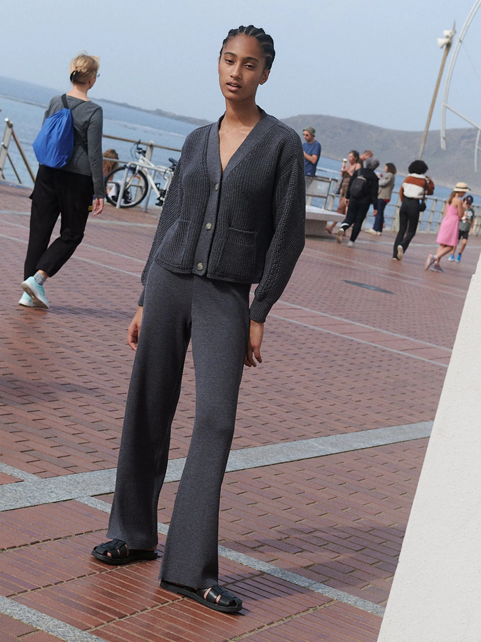 Preila charcoal merino wool cardigan