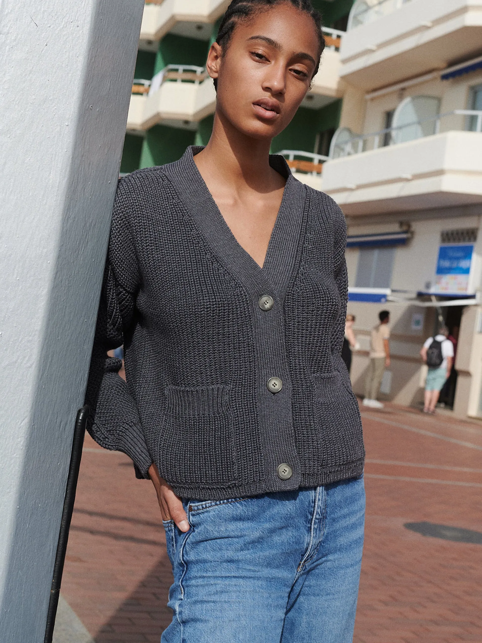 Preila charcoal merino wool cardigan