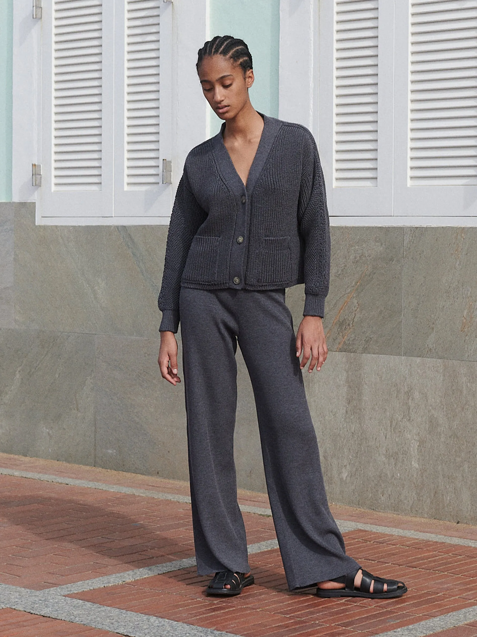 Preila charcoal merino wool cardigan