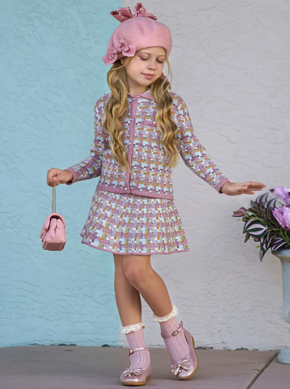 Pretty Pastels Matching Cardigan And Skirt Set