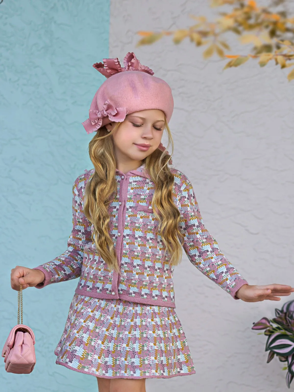 Pretty Pastels Matching Cardigan And Skirt Set