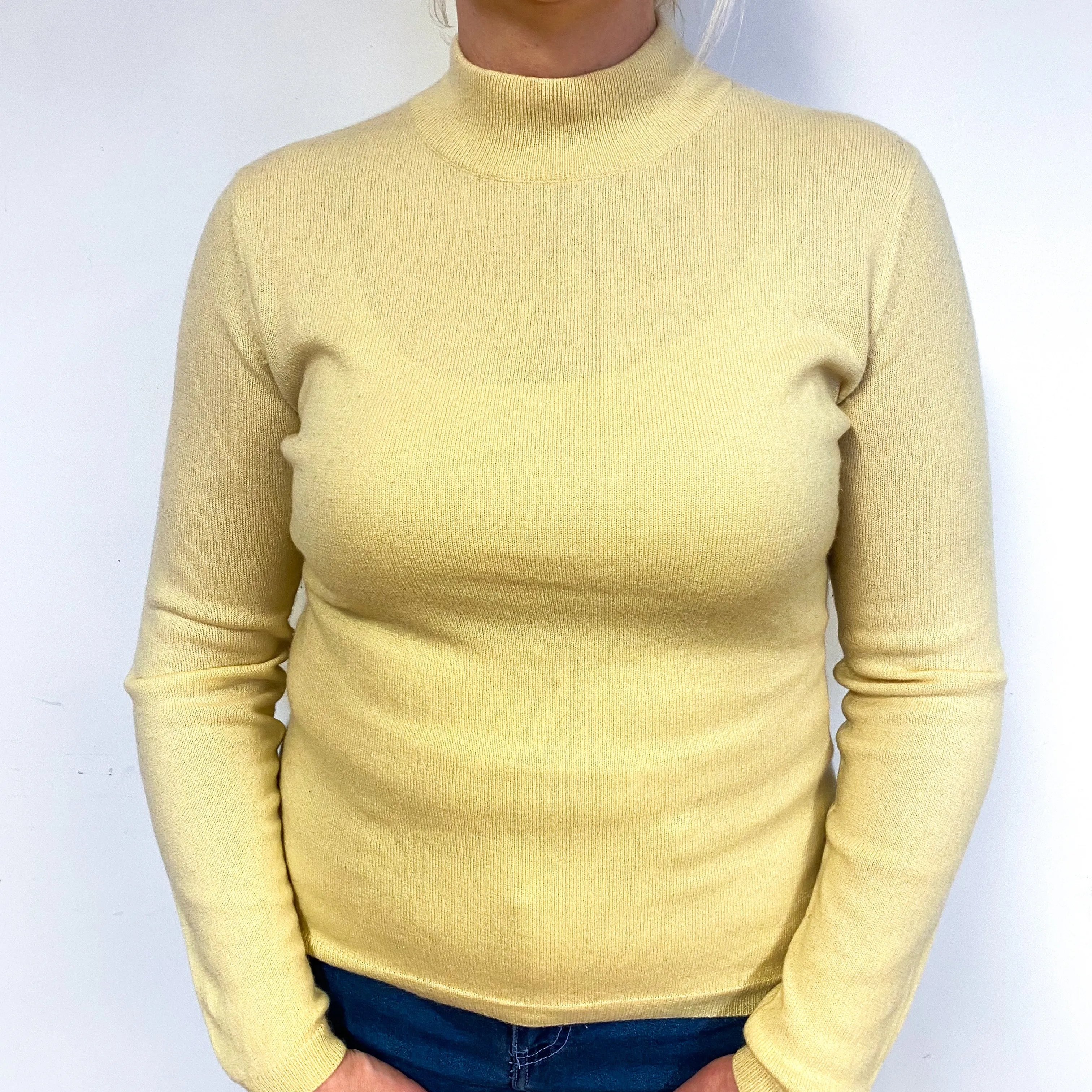 Primrose Yellow Cashmere Turtle Neck Jumper Large
