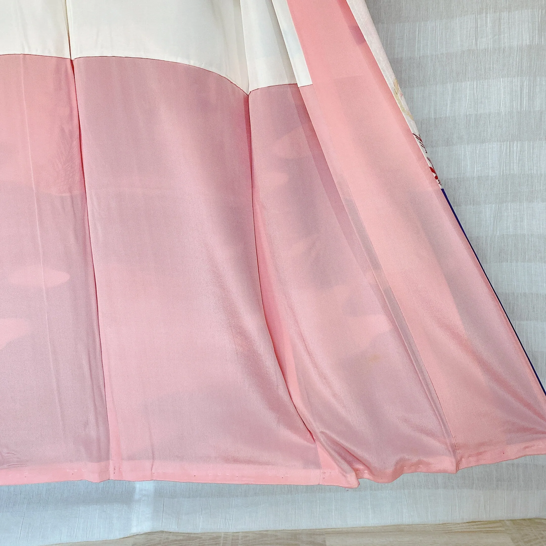 Purple Japanese Kimono, Floral, Clouds, Early Showa 1930's, Genuine Antique, Classic decorative fabric, Lounge Wear, Elegance Flower
