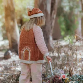 Rainbow Cardigan - Russet/Dusty Pink