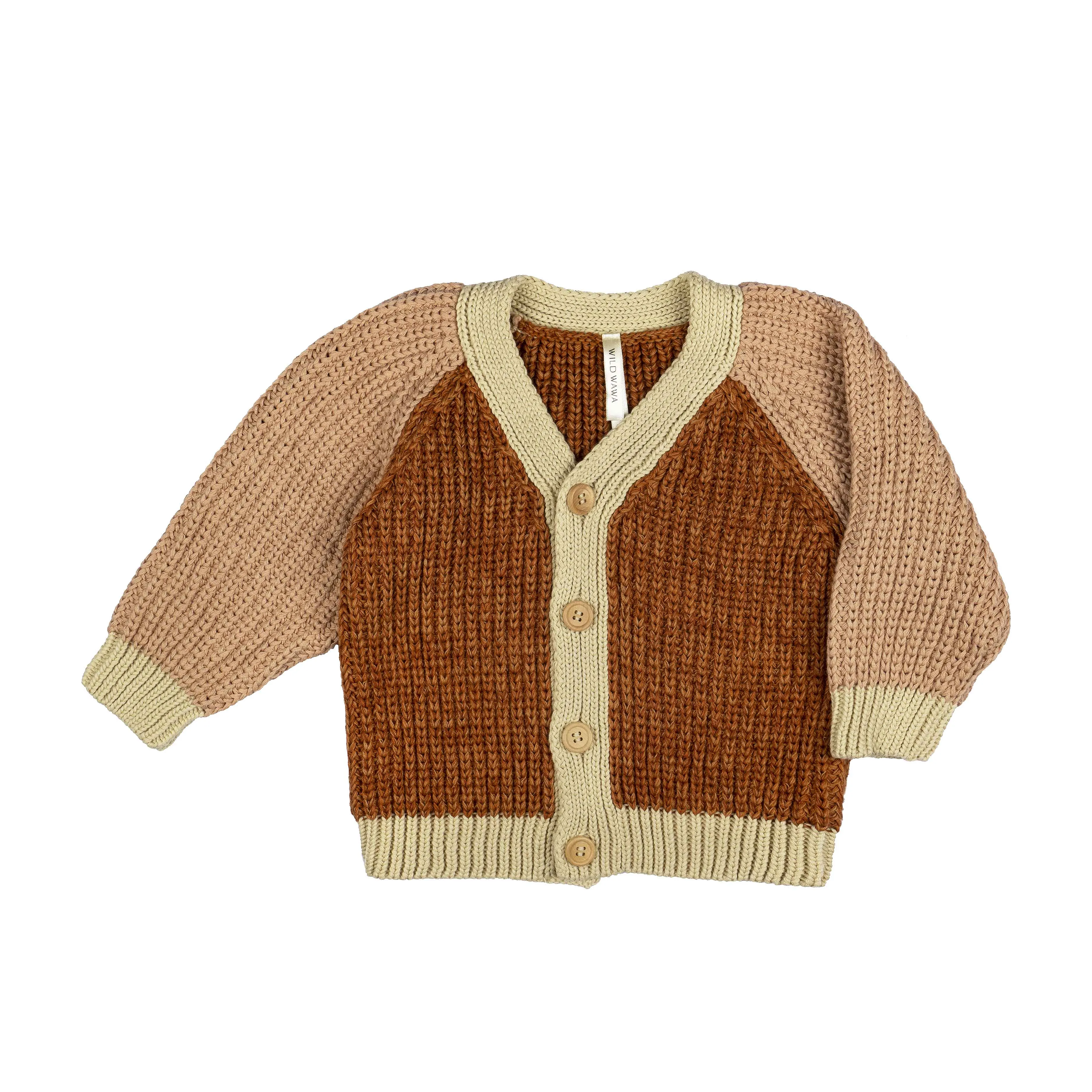 Rainbow Cardigan - Russet/Dusty Pink