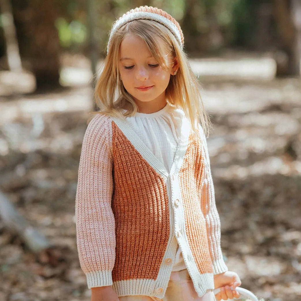 Rainbow Cardigan - Russet/Dusty Pink