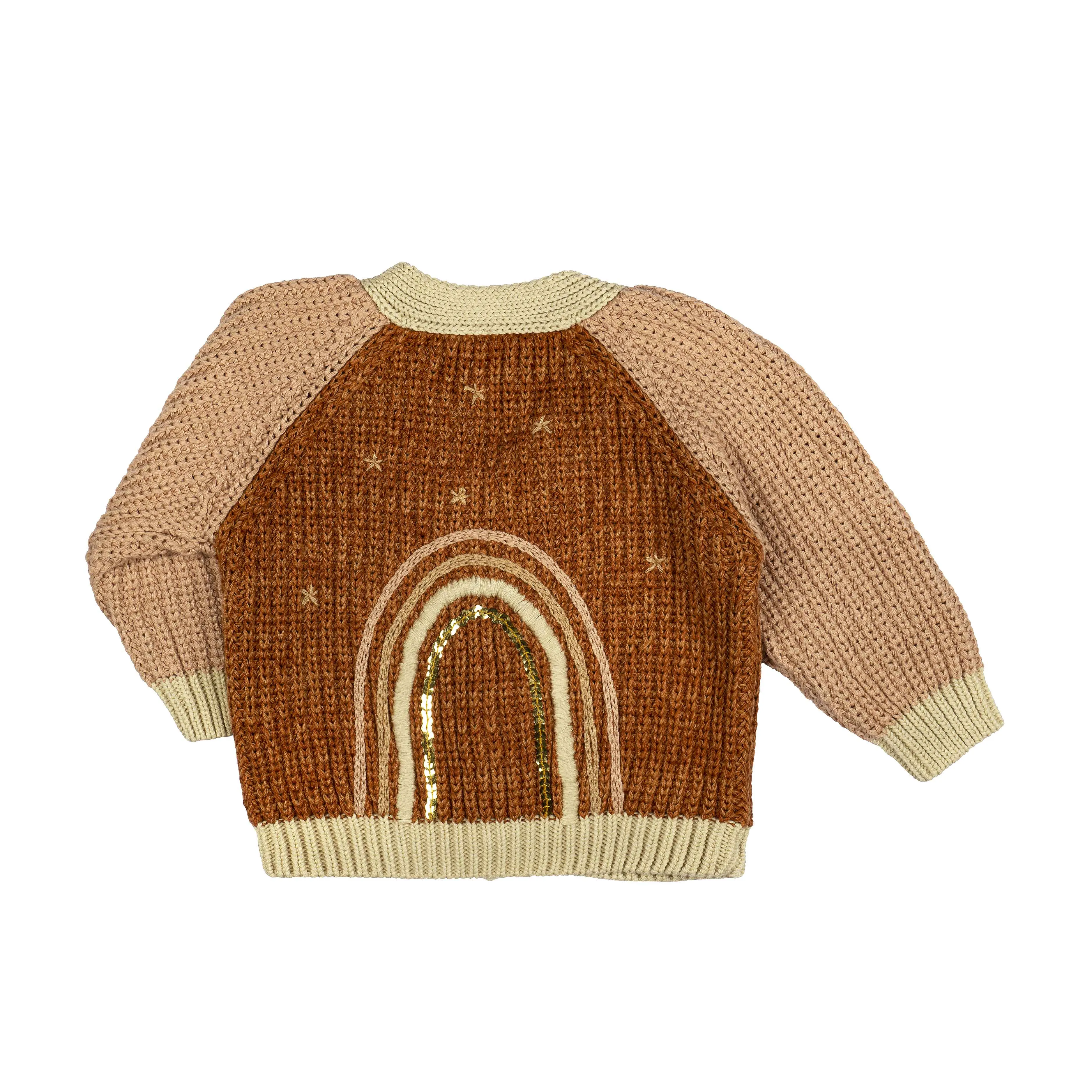 Rainbow Cardigan - Russet/Dusty Pink