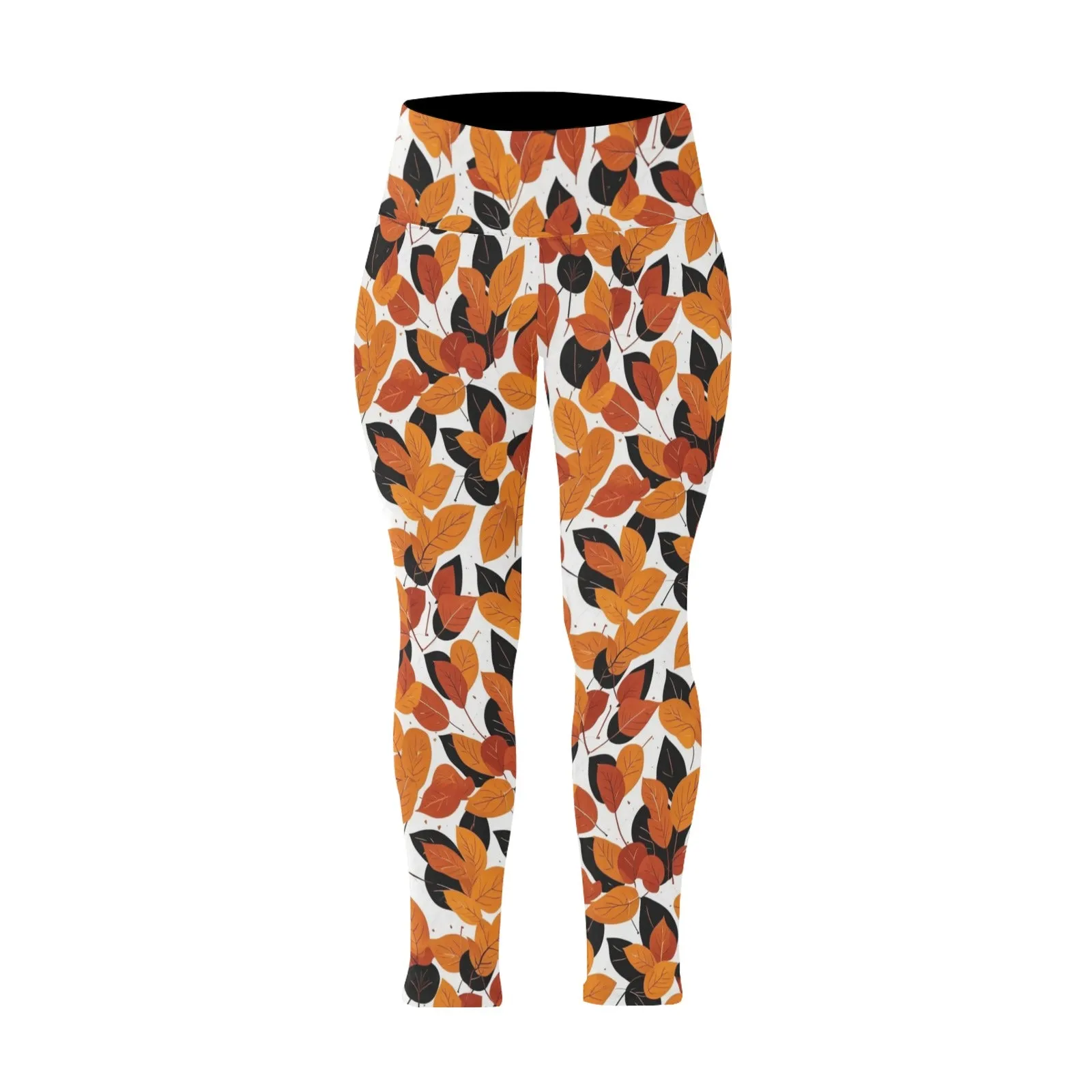 Red Autumn Women's Plus Size High Waited Leggings Women's High Waist Leggings(Plus Size)(ModelL45)