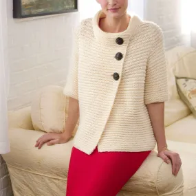 Red Heart Knit Ribbed Cardigan