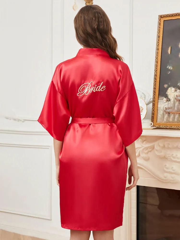 Red Ready Satin Robe For Bride