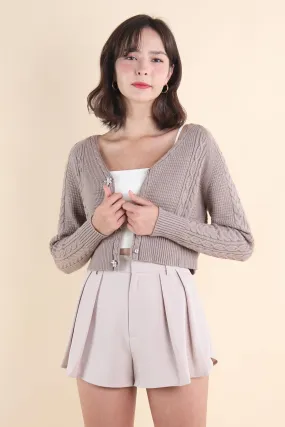 RESTOCKED** DANIELLE WEAVED CARDIGAN IN KHAKI
