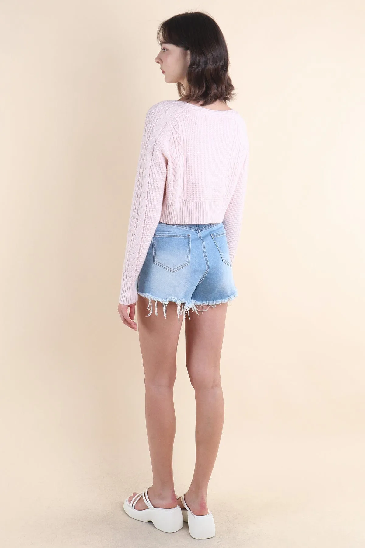 RESTOCKED** DANIELLE WEAVED CARDIGAN IN PINK