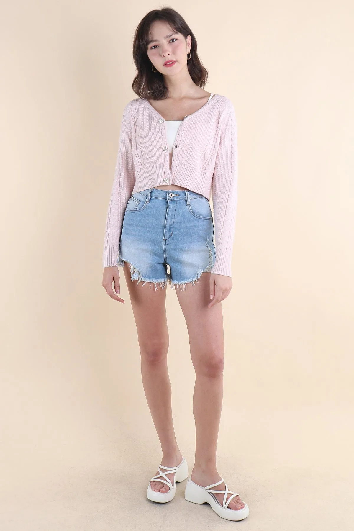 RESTOCKED** DANIELLE WEAVED CARDIGAN IN PINK