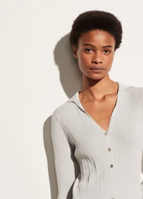 Ribbed Polo Cardigan in Mist