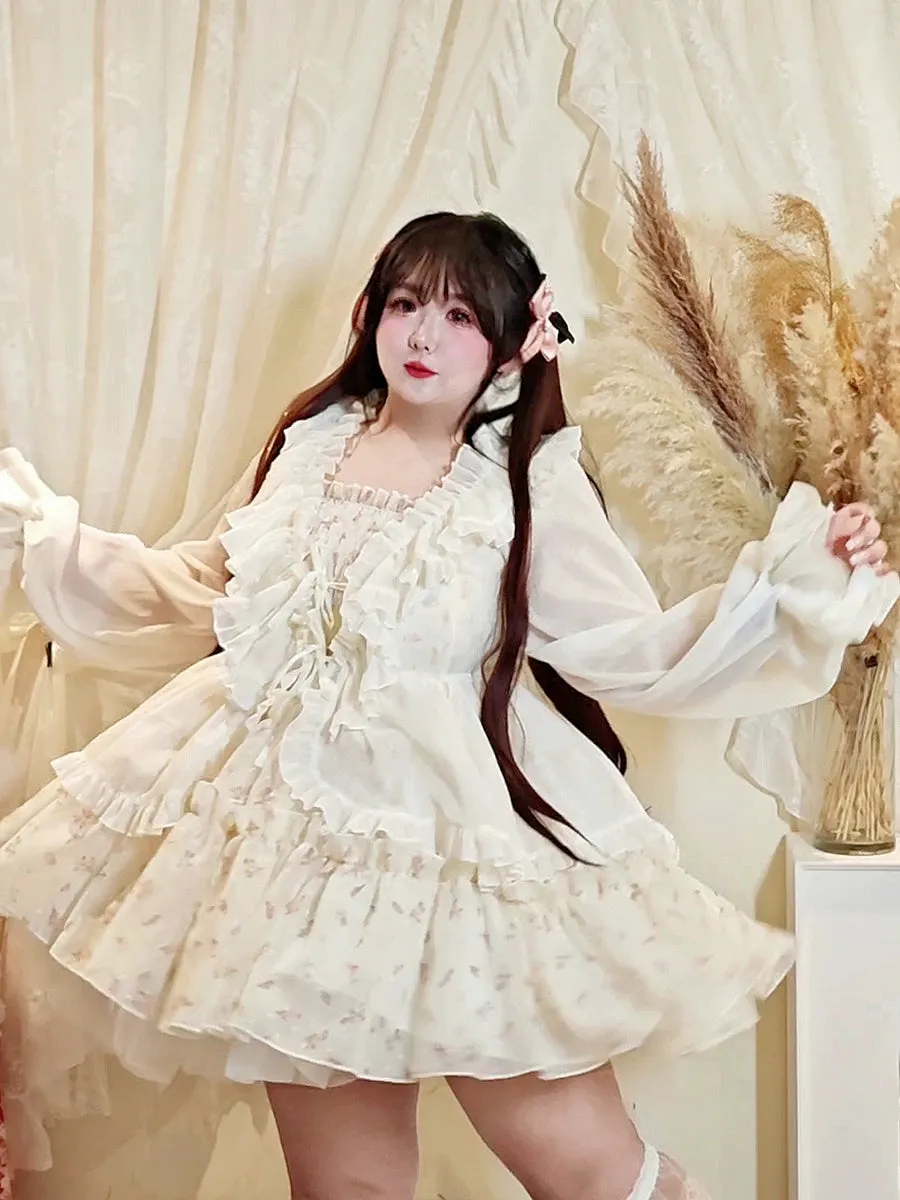 Rouroudream~Sweet Dream~Plus Size Lolita Cardigan Apricot Puff Sleeve
