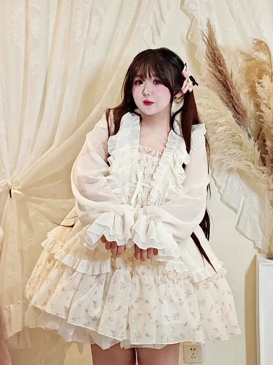 Rouroudream~Sweet Dream~Plus Size Lolita Cardigan Apricot Puff Sleeve