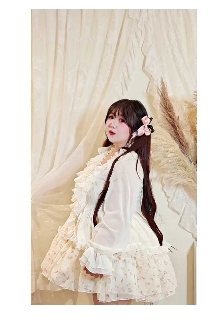 Rouroudream~Sweet Dream~Plus Size Lolita Cardigan Apricot Puff Sleeve