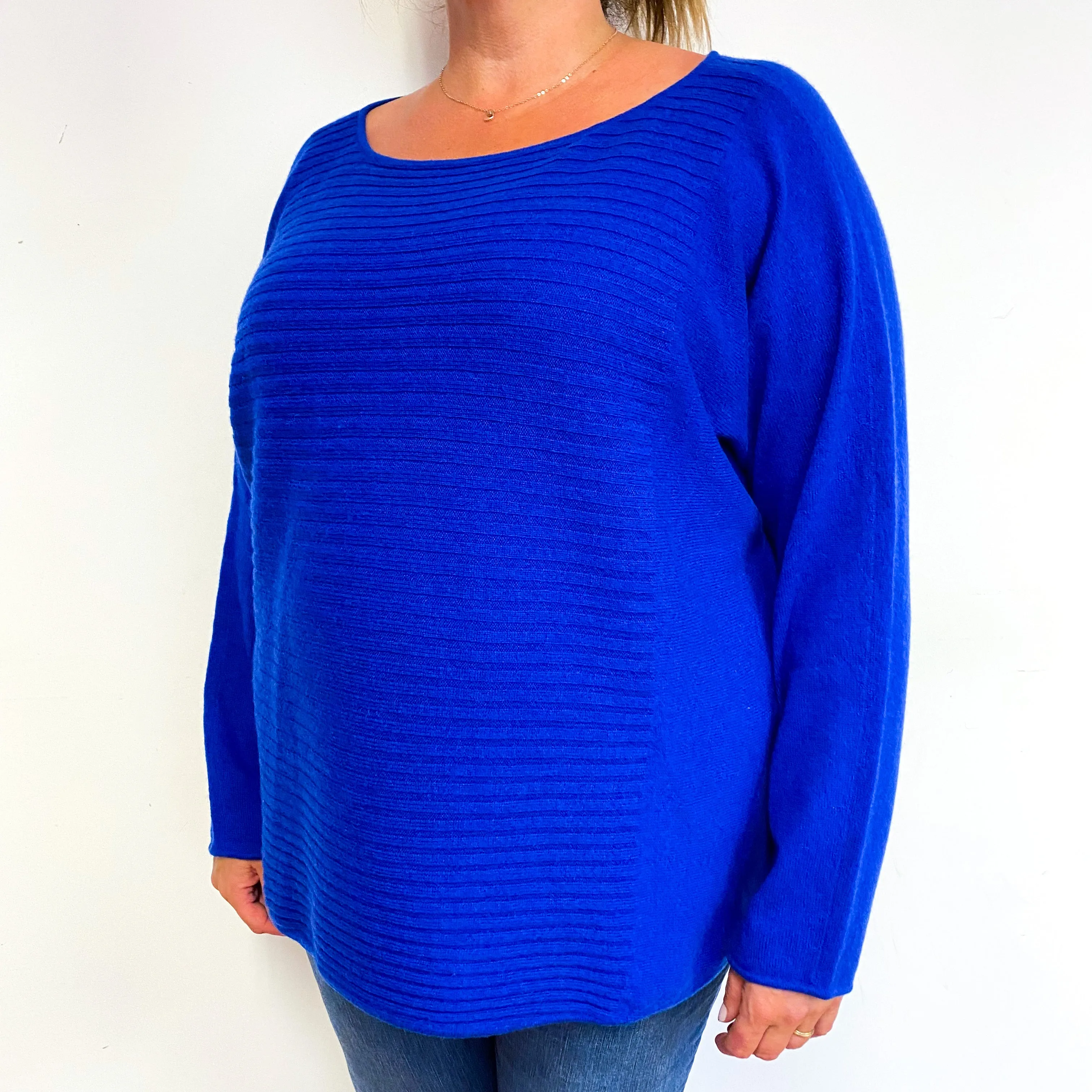 Royal Blue Batwing Cashmere Crew Neck Jumper XXXL