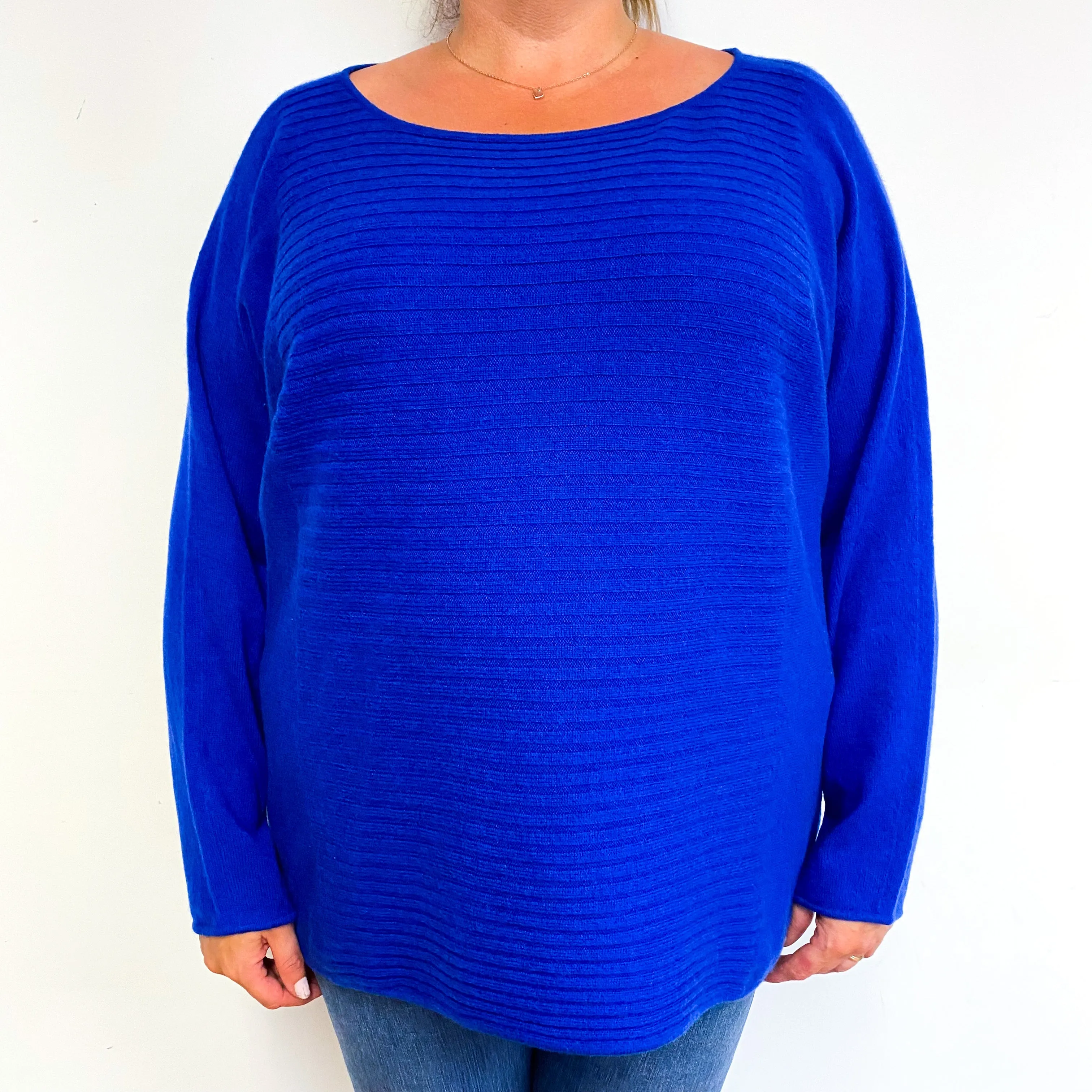 Royal Blue Batwing Cashmere Crew Neck Jumper XXXL