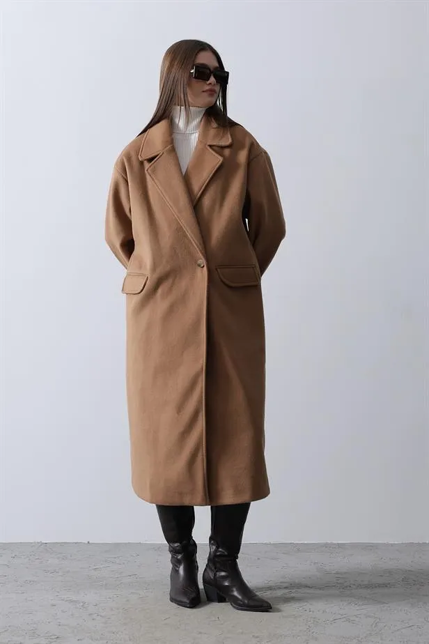RYN Wide Sleeve Oversized Coat - Light Brown - Panevėžys
