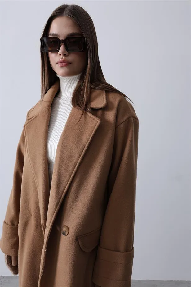 RYN Wide Sleeve Oversized Coat - Light Brown - Panevėžys