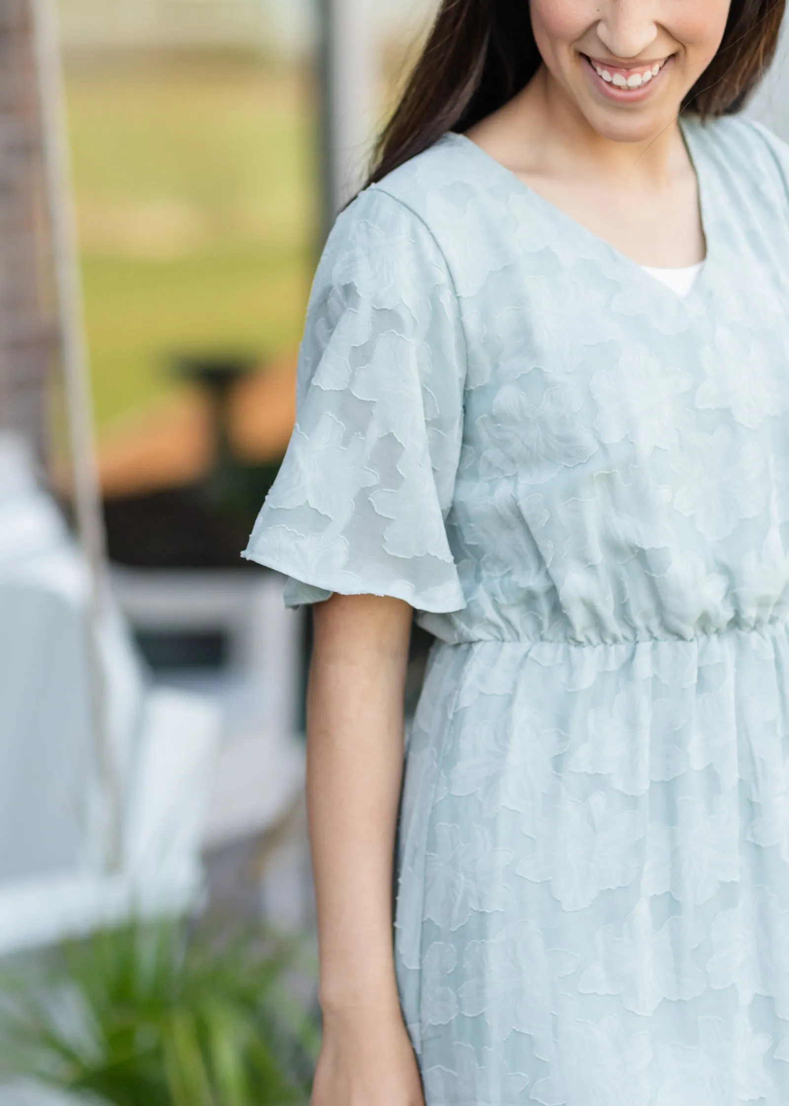 Sage Floral Textured Maxi Dress - FINAL SALE