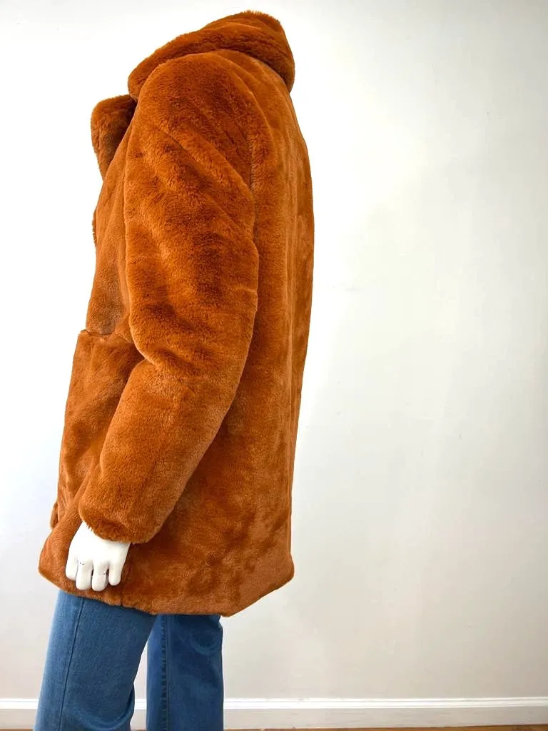 SAM EDELMAN FAUX FUR COAT IN COGNAC