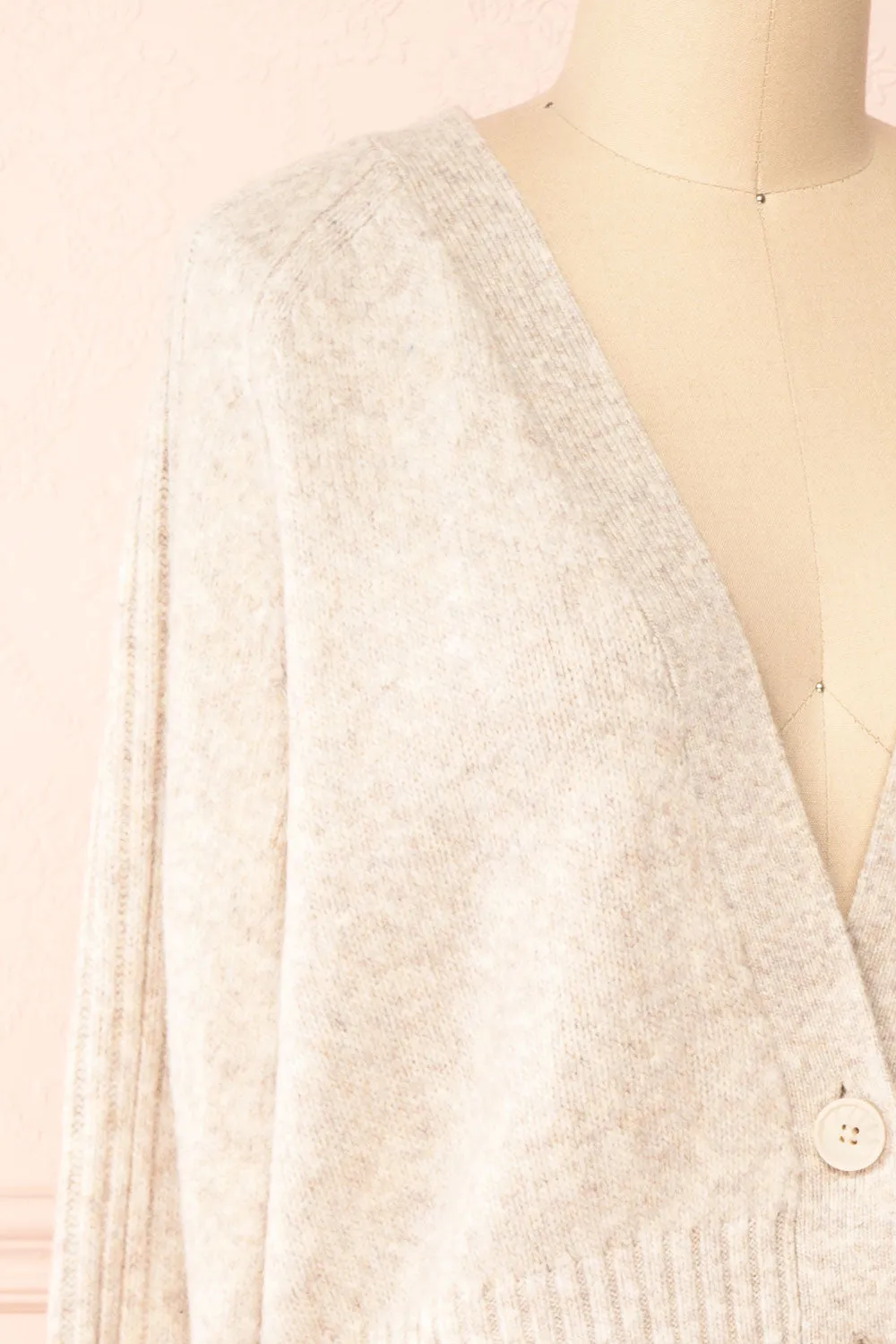 Sansia Beige | Soft V-Neck Cardigan