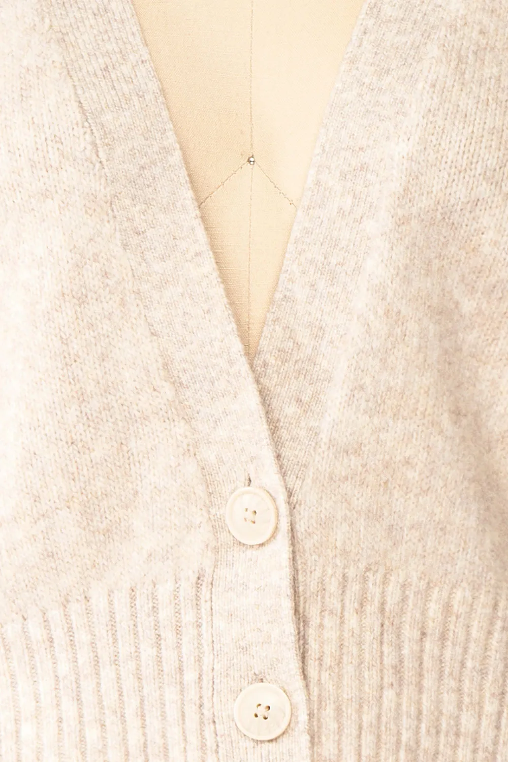 Sansia Beige | Soft V-Neck Cardigan