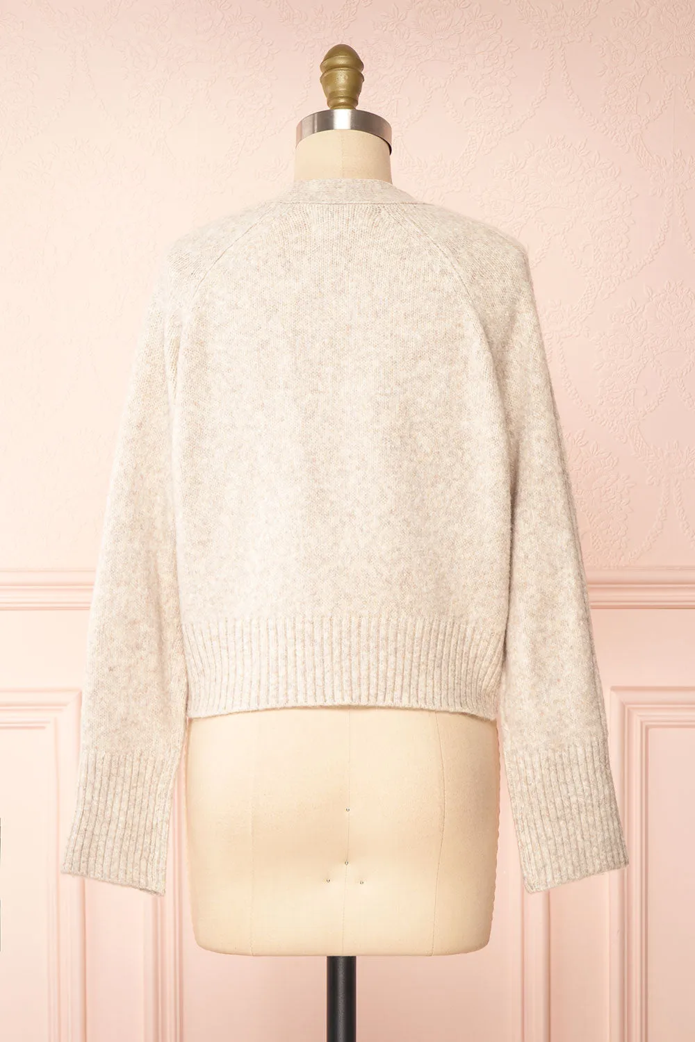 Sansia Beige | Soft V-Neck Cardigan
