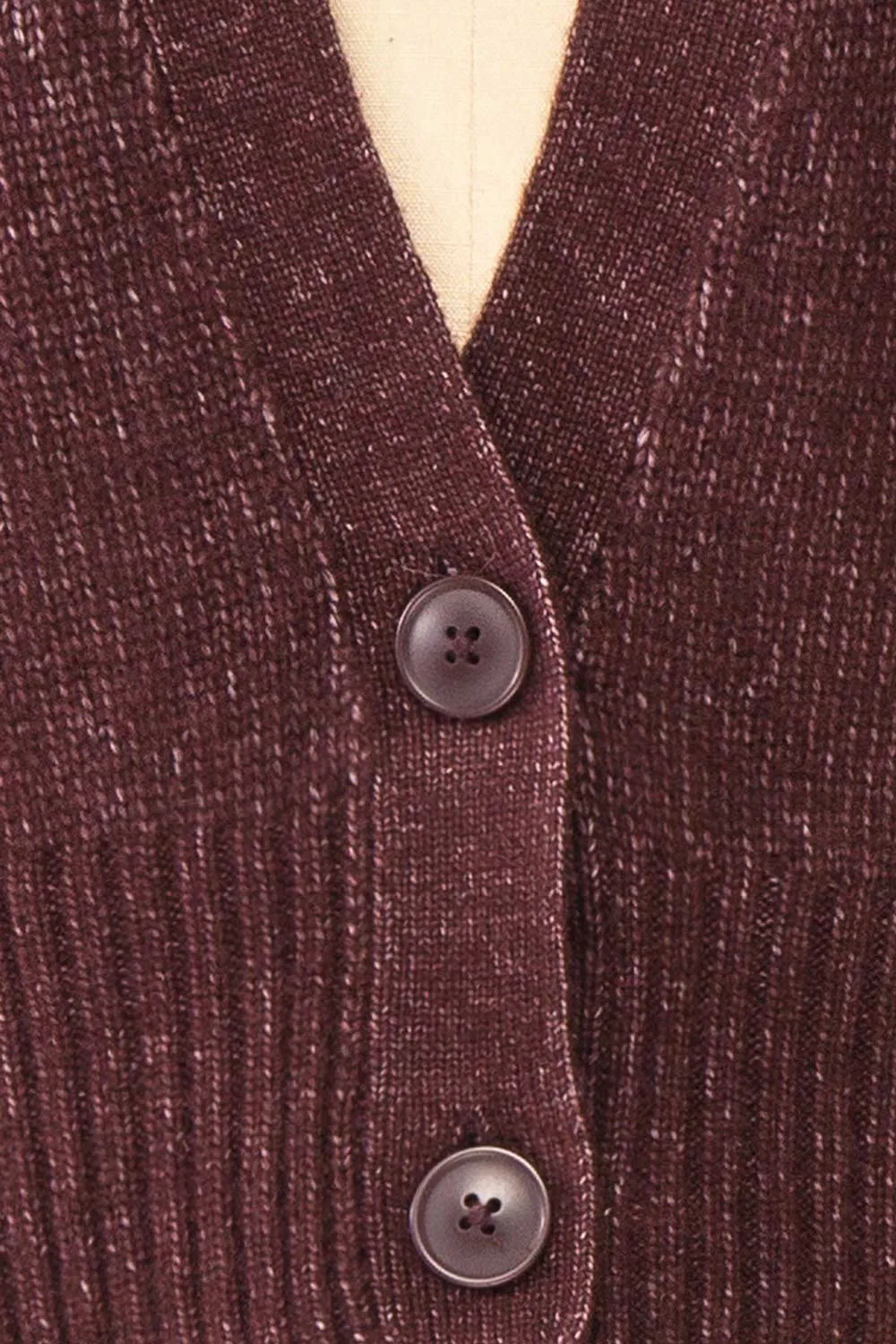 Sansia Wine | Soft V-Neck Cardigan
