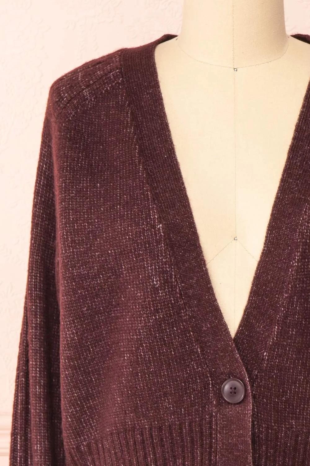 Sansia Wine | Soft V-Neck Cardigan