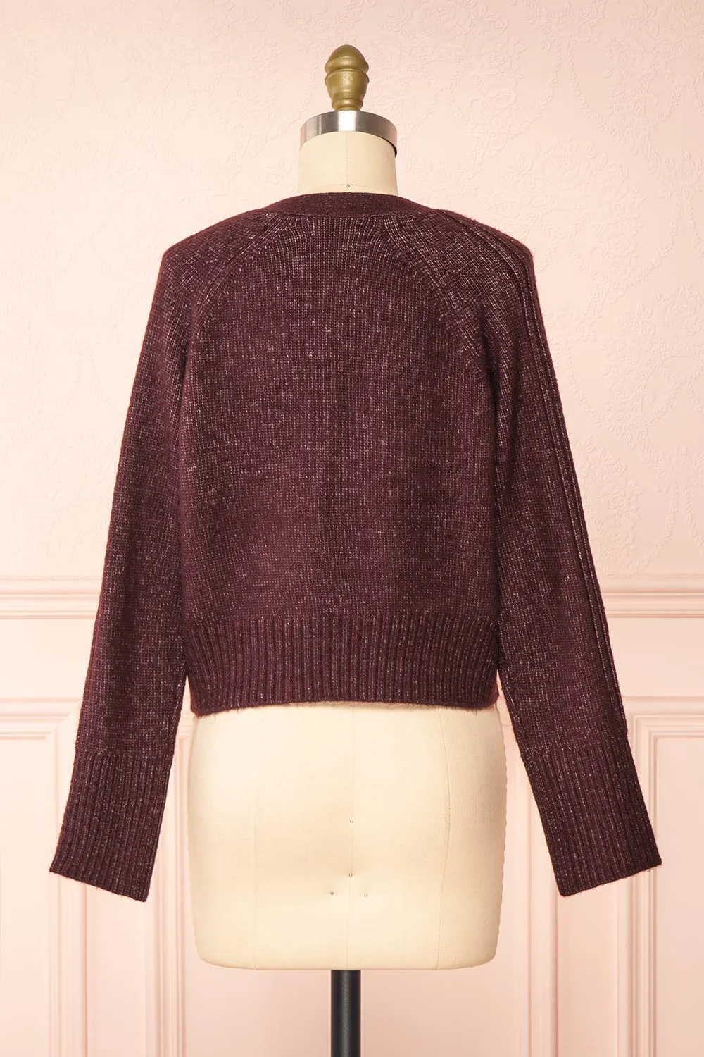 Sansia Wine | Soft V-Neck Cardigan