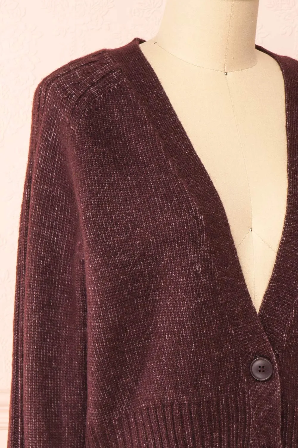 Sansia Wine | Soft V-Neck Cardigan