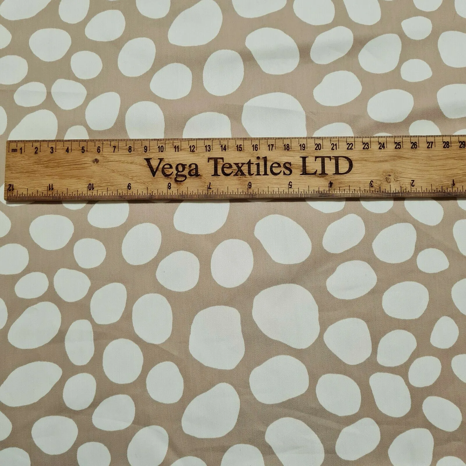 Sateen Fabric Cotton Blend Ivory Spotted Beige Colour 49" Wide